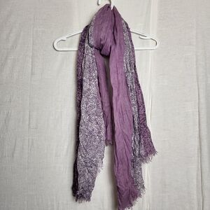 Cream Soda Versatile Gauze Scarf Purple Floral Animal Prints Boho Fringe